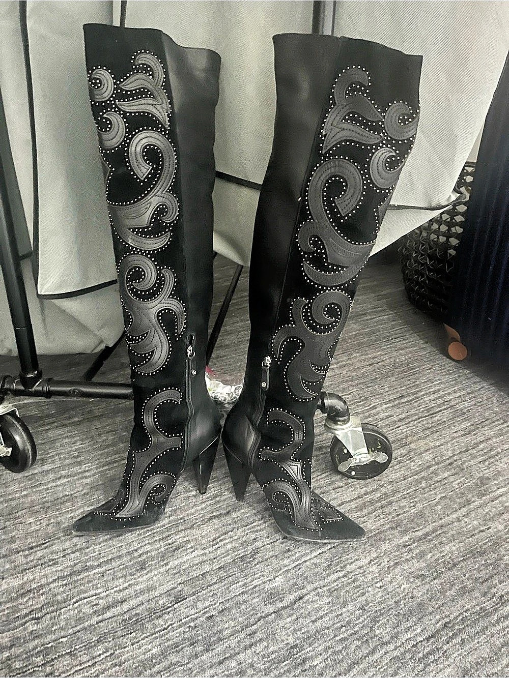 BCBG Black Paisley Over-the-Knee Boots